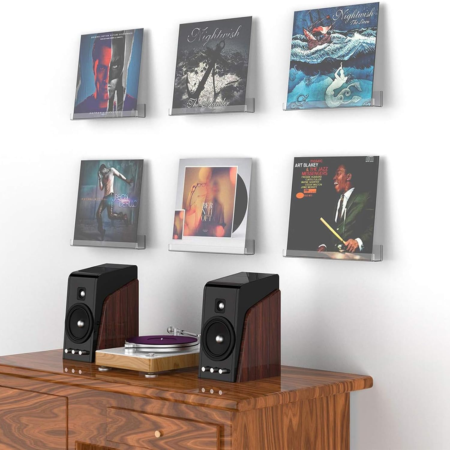 Xinghonyac 6 Sets Vinyl Record Shelf Wall Mount, 7 Inch Clear Acrylic Album Record Holder Display, CD Rack, Record Wall Display Rack, Children'S Bookshelf, Magazine Rack, Picture Wall Shelf image number 5