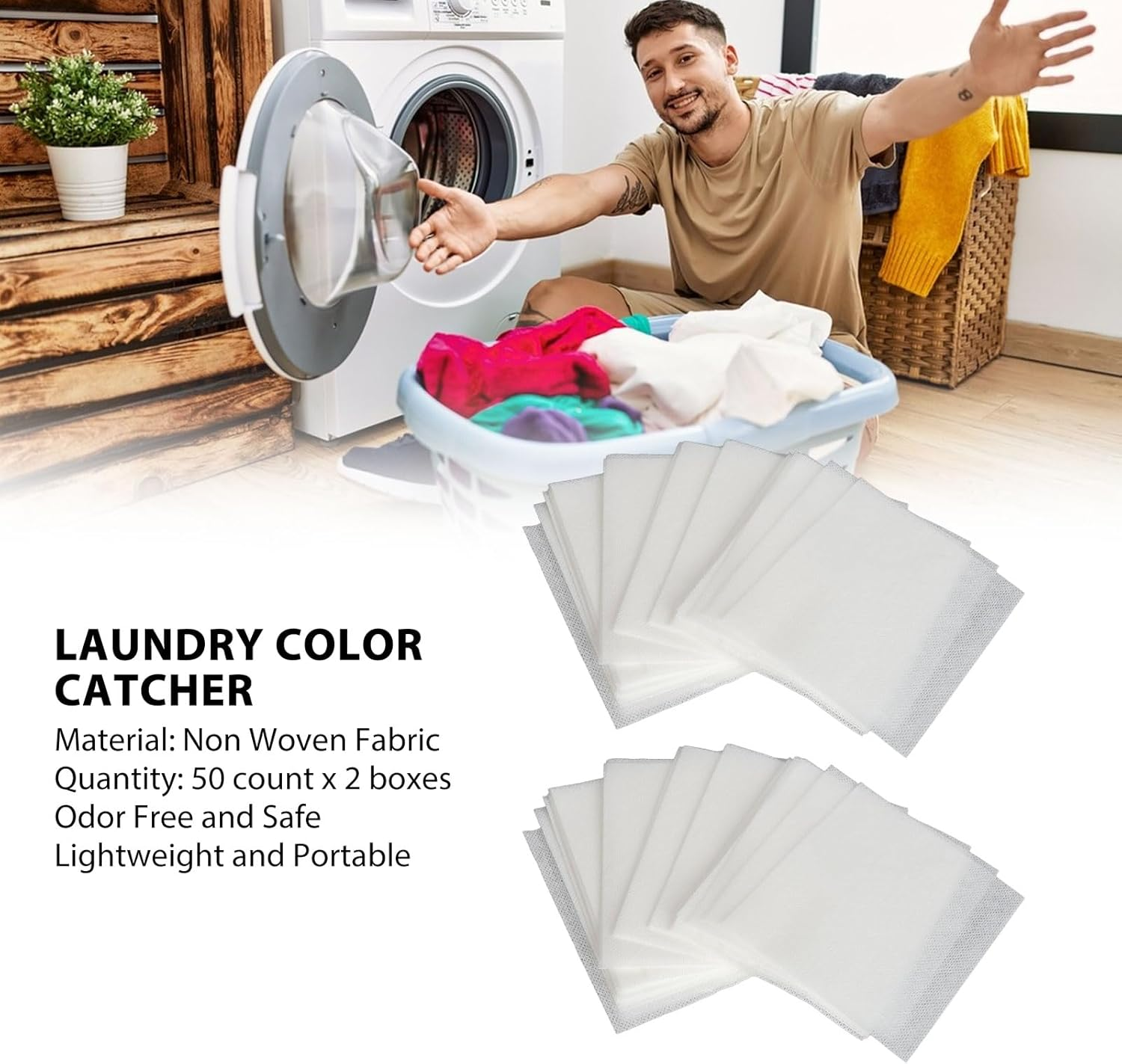 Color Catcher Sheets for Laundry, 160 Count Disposable Dye Catcher Portable Color Catchers for Laundry, No Fragrance Color Grabber Laundry Sheets, Maintain Original Color image number 1