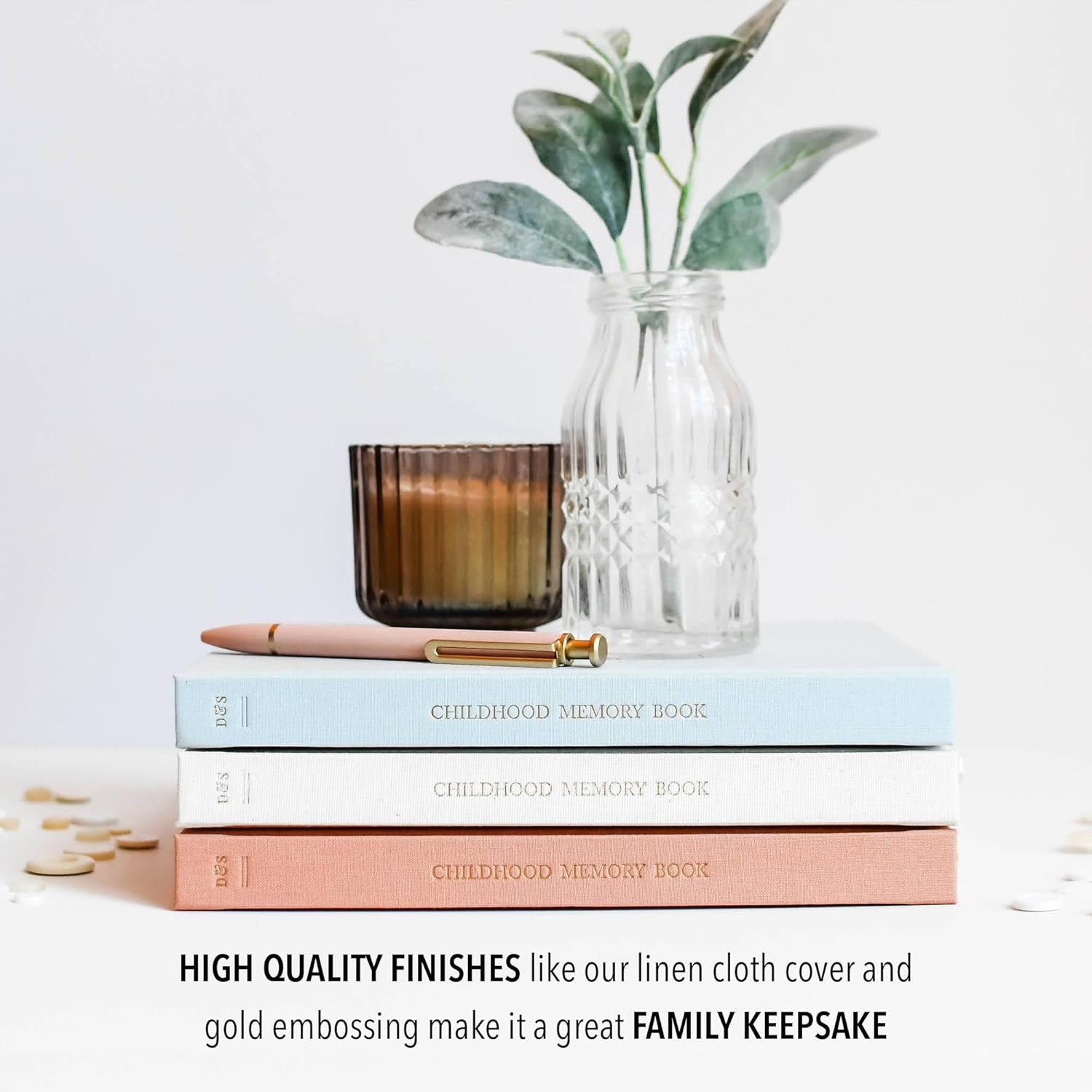 DUNCAN & STONE PAPER CO. Childhood Memory Book (Cream, 175 Pages) - Pregnancy to Year Eighteen Memory Journal for Parents - Sky Blue image number 2