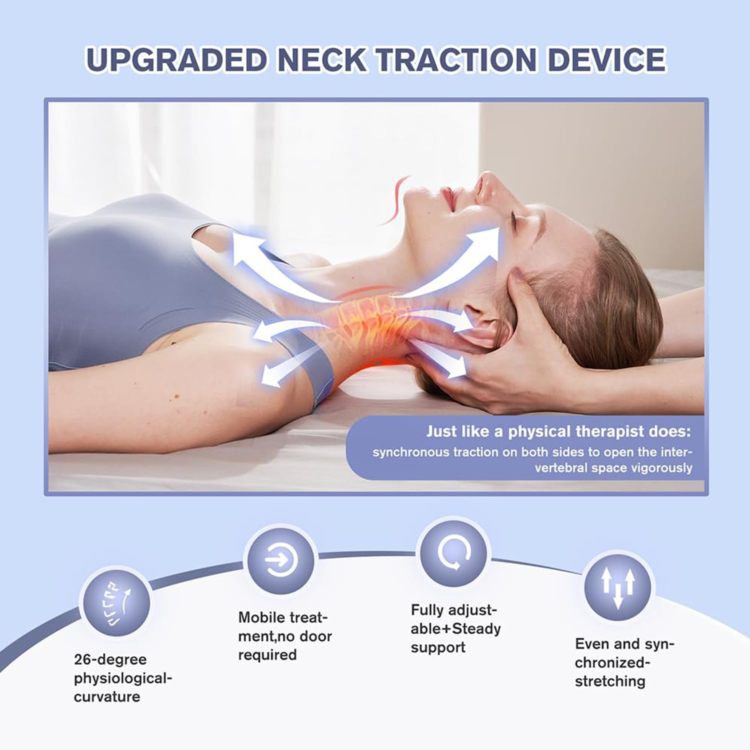 Cervical Neck Traction Devices for Home Use, Adjustable Air Pump Inflatable Cervical Neck Stretcher, Cerviflex Electric Device for Neck Pain & Shoulder Relief, Cervical Traction Device (White) image number 6
