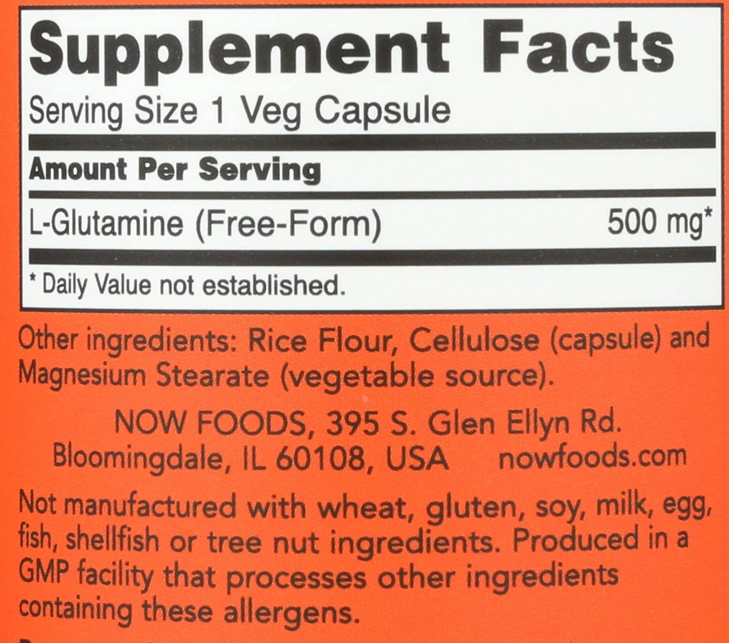 NOW Foods - L-Glutamine 500 Mg 120 Caps image number 5