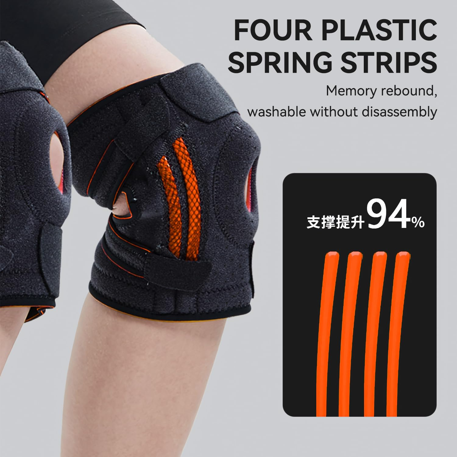 Knee Brace for Men with Patellar Support, Breathable Fabric for Pain Relief, Meniscus, Arthritis, ACL Support (Man-Black, 55Cm-70Cm) image number 2