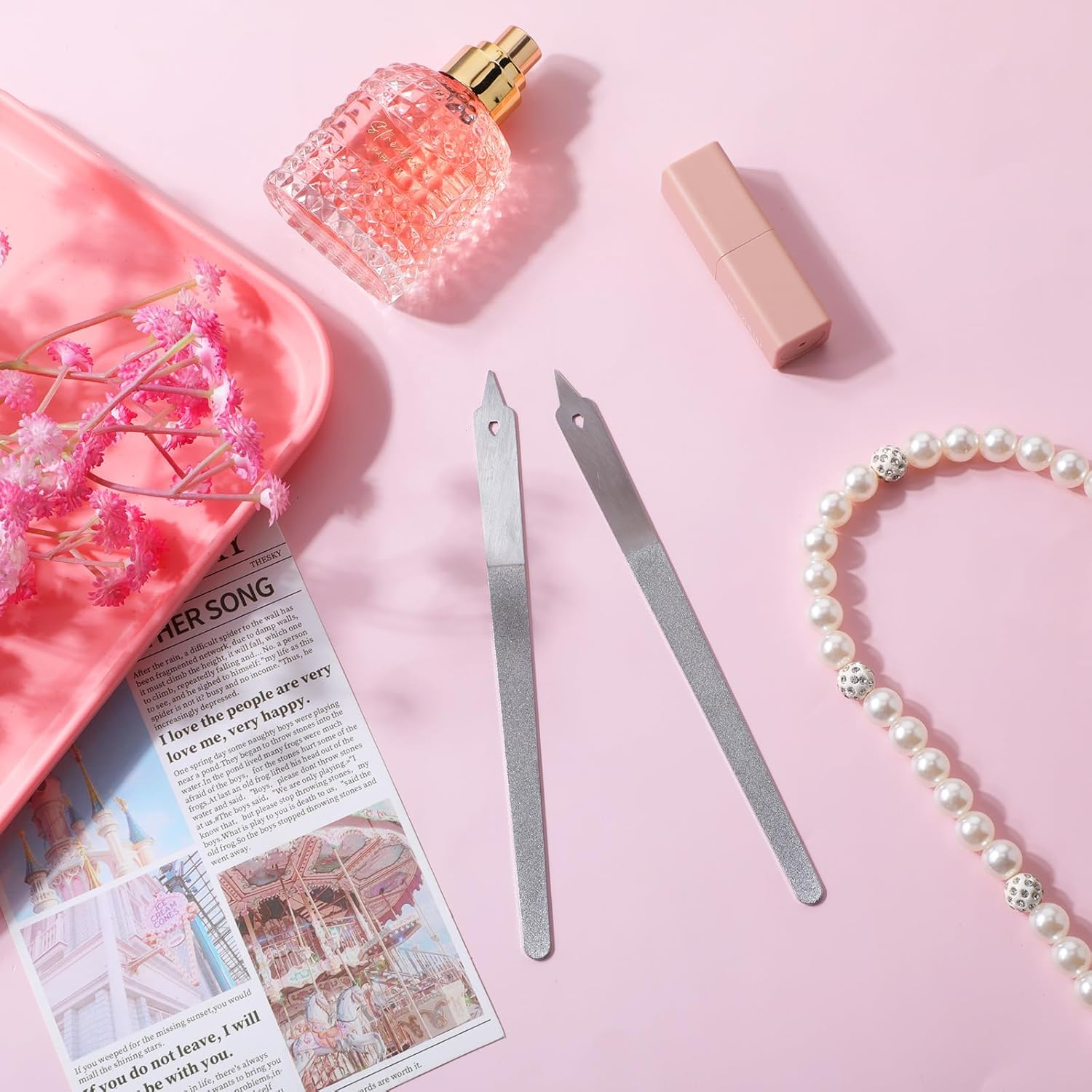 Metal Nail File(3Pcs), Nail Files for Natural Nails with Sharp Pointed Tip, Stainless Steel Nail Filer, Diamond Nail Files Non-Slip Handle for Salon Manicure Pedicure Toenails Tools Home (20.2Cm) image number 4