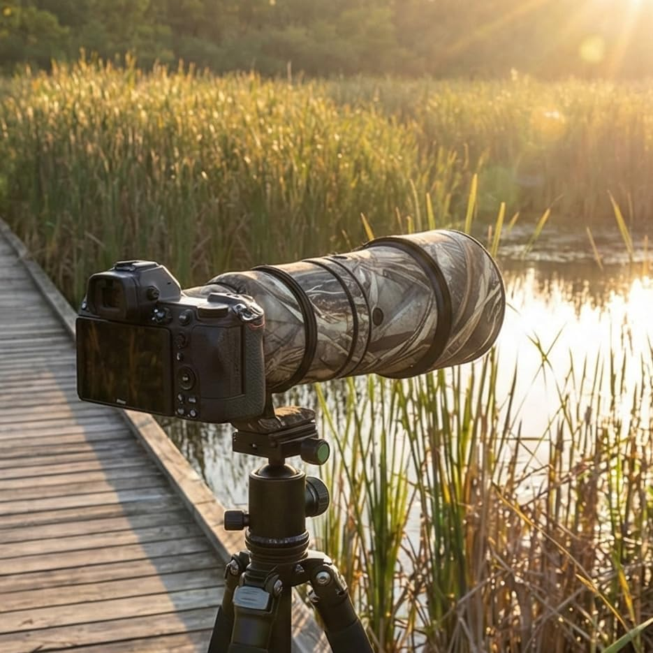 ROLANPRO Waterproof Lens Camouflage Coat for Nikon Z 600Mm F6.3 VR S Rain Cover Lens Protective Sleeve Case Clothing-#39 Reed B Waterproof - 18 Dark Camo image number 2