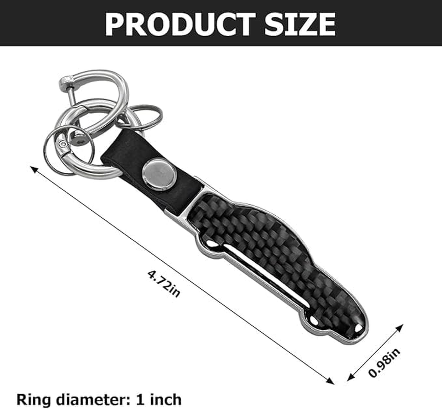 Carbon Fiber Car Keychain, Microfiber Leather Key Chain, Waterproof Car Shape Key Fob Key Ring Holder image number 3