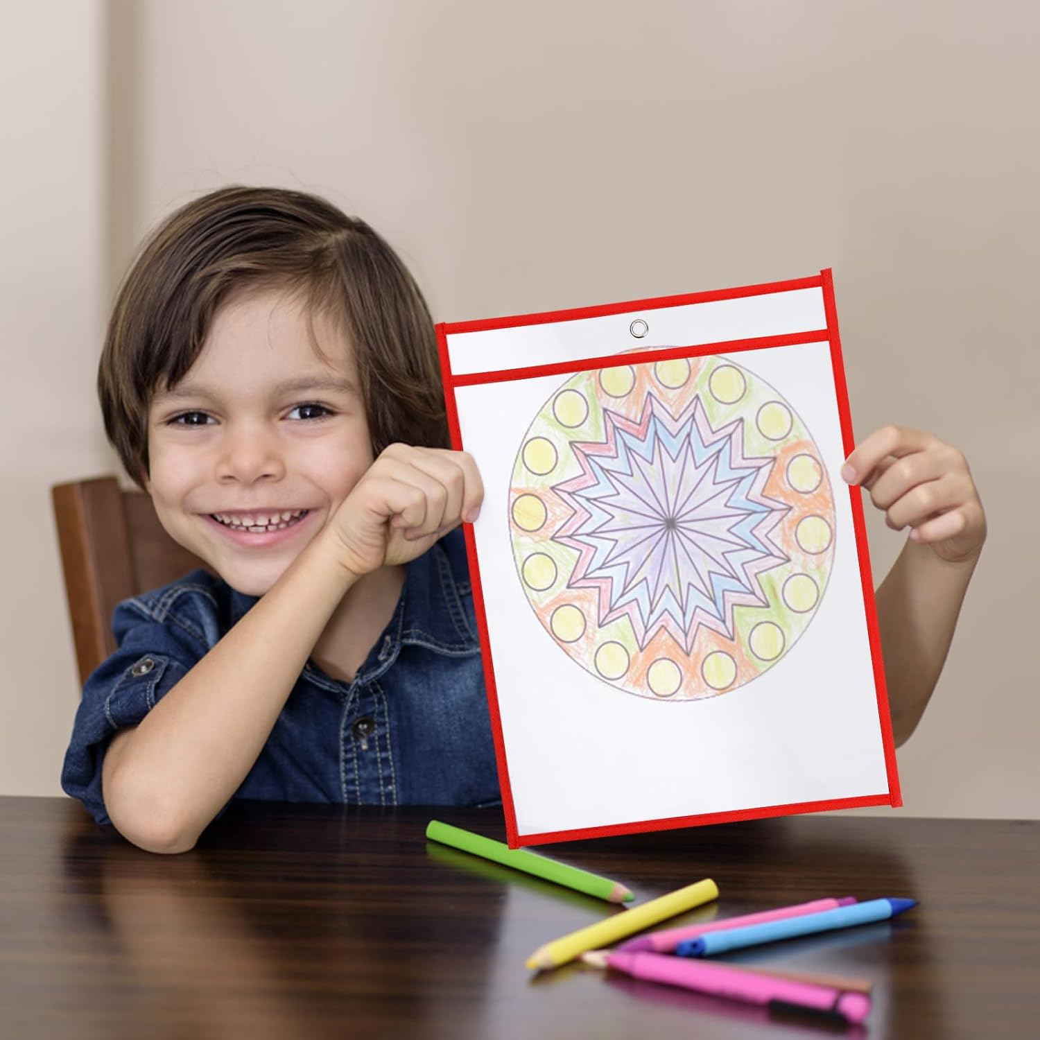 10 Pcs Reusable Dry Erase Pocket Folders 10 Colors, Plastic Paper Holders Sheet Protector, A4 Clear Dry Erase Sleeves, Write and Wipe Clean Pouches Pockets for School Work Use Supplies image number 4