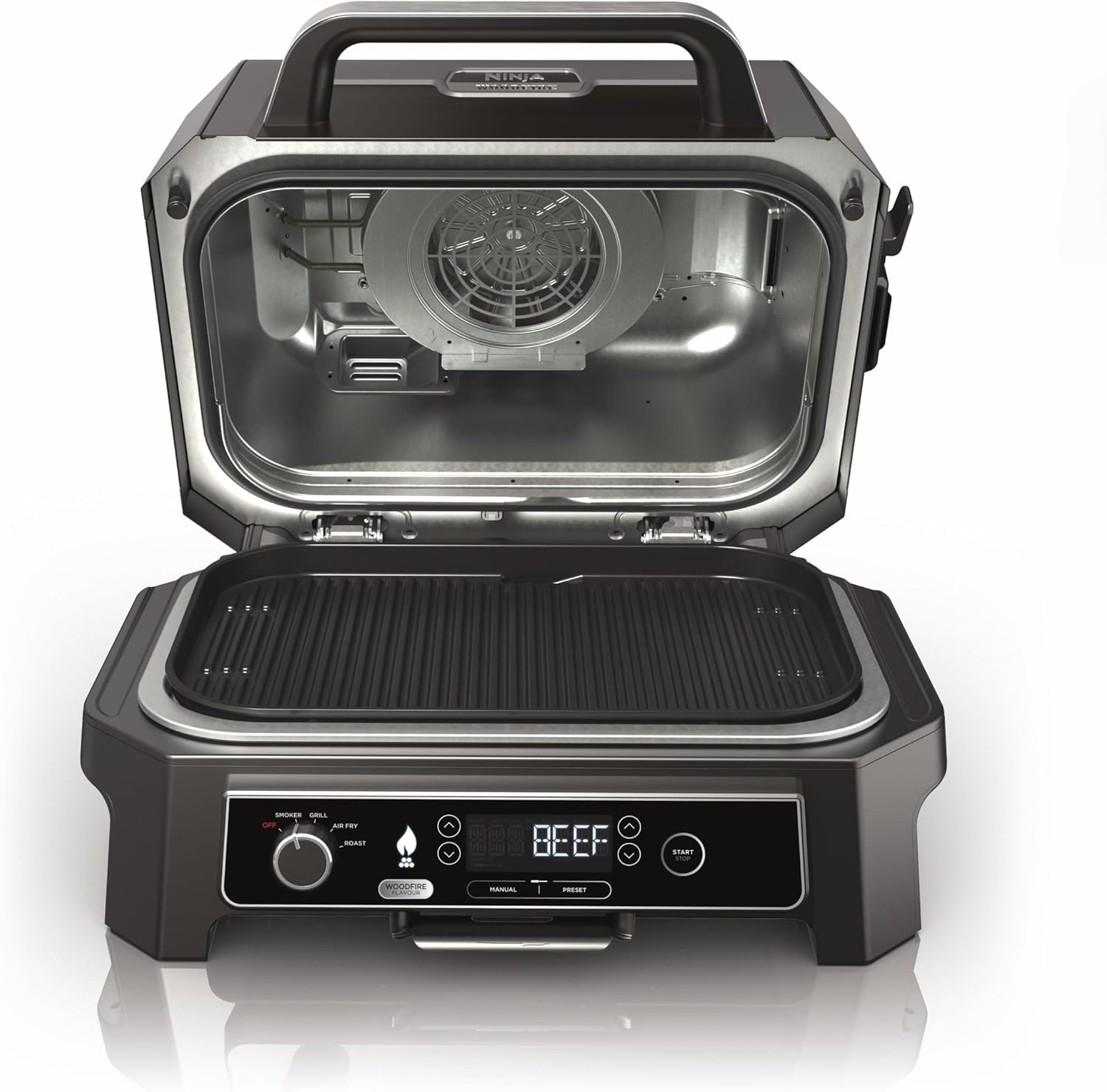 Ninja Woodfire Pro XL Outdoor Electric BBQ Grill & Smoker, Table Top Air Fryer, Includes Non-Stick Grill Grate & Crisper Basket, OG850ANZ, Black image number 6