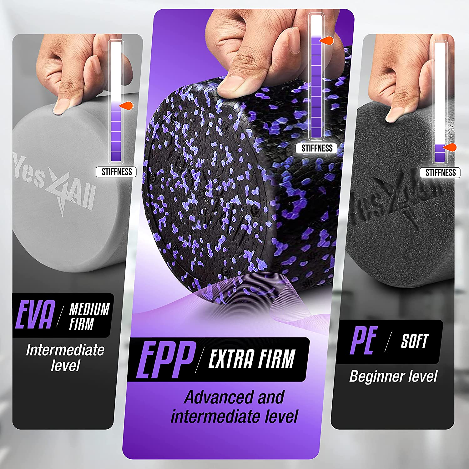 Yes4All Foam Roller - Ultra Lightweight High Density EPP Muscle Roller 30/45/61/91Cm Long for Back, Legs, Workouts, Trigger Point Exercise, Gym, Pilates, Fitness, Yoga, Deep Tissue Muscle Massage image number 4