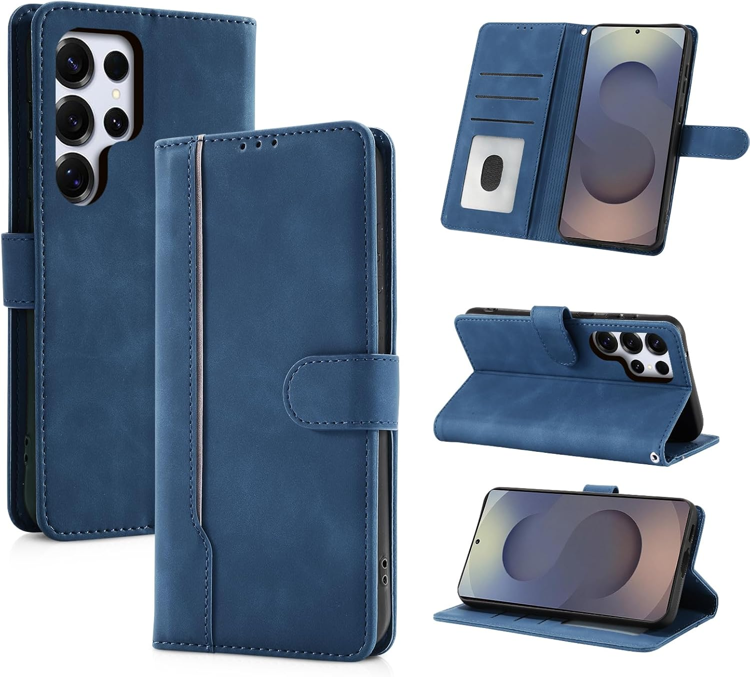 Aswant Wallet Case for Samsung Galaxy A56 5G Premium Leather Flip Protective Cover Magnetic Case with Stand Function (Blue)