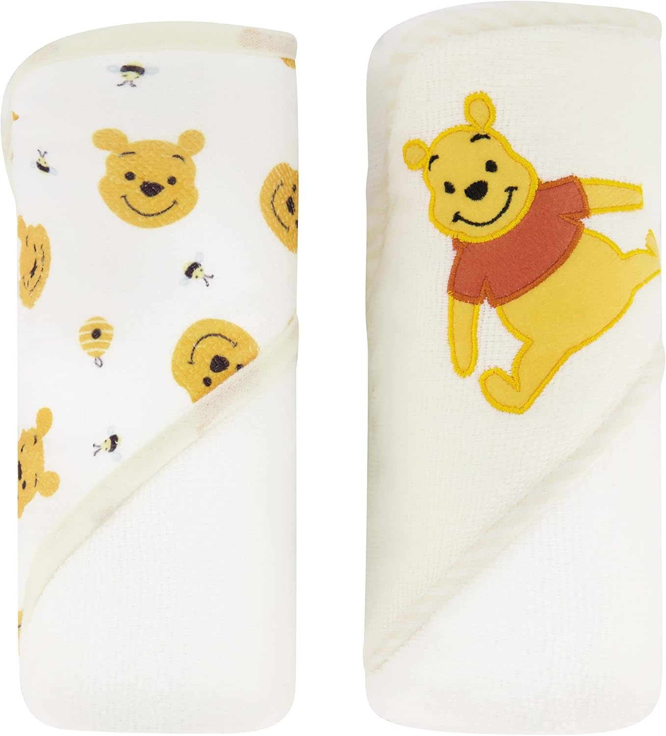 Disney Cudlie Baby Winnie the Pooh 2 Pack Rolled/Carded Hooded Towels in Sweet Life Print, 1 Count image number 5