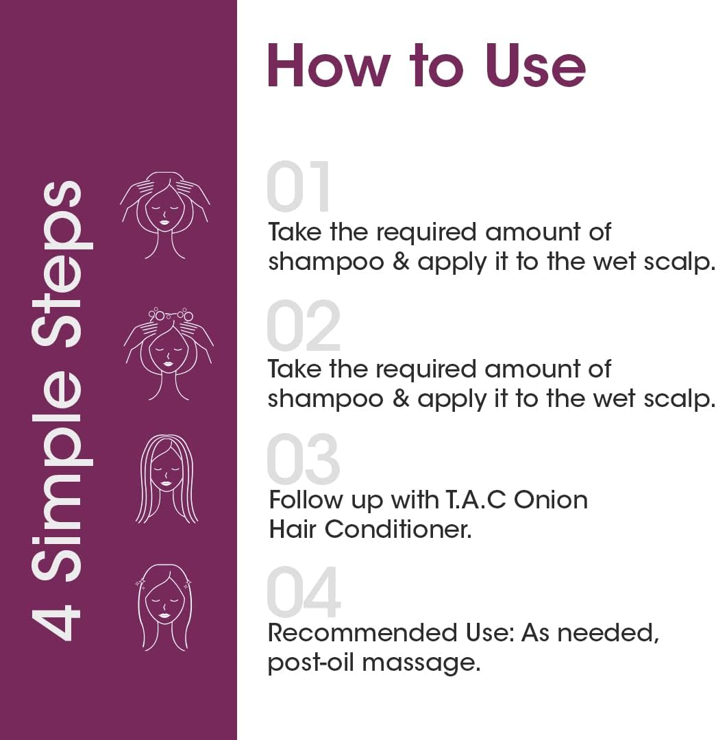 TAC - the Ayurveda Co. Onion Shampoo for Dry and Frizzy Hair with Red Onion Black Seed Oil for Women & Men, Sulphate and Paraben Free - 200Ml image number 2