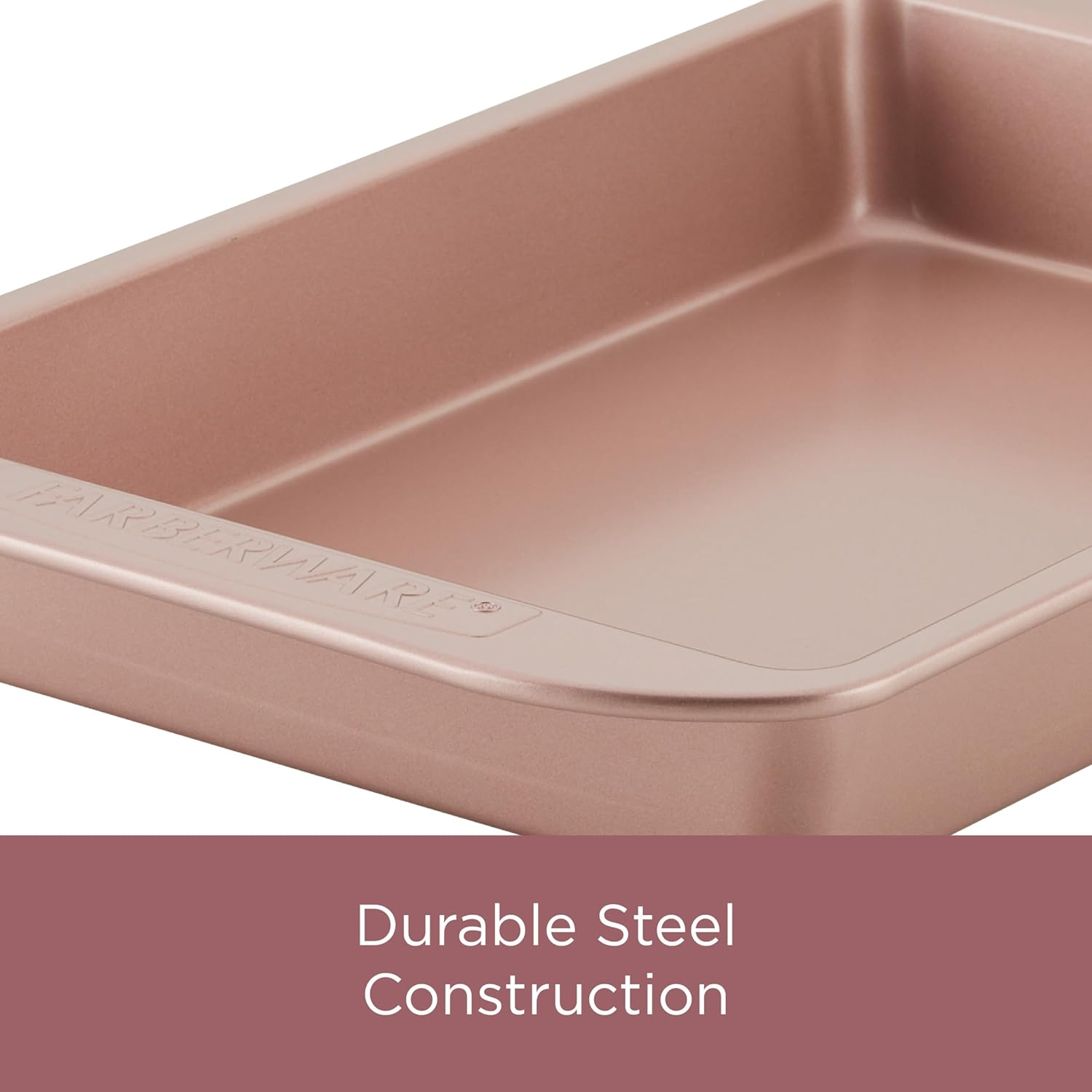 Farberware Baking Nonstick Cake Pan, Rectangle, 9 Inch X 13 Inch, Red Rose Gold image number 4