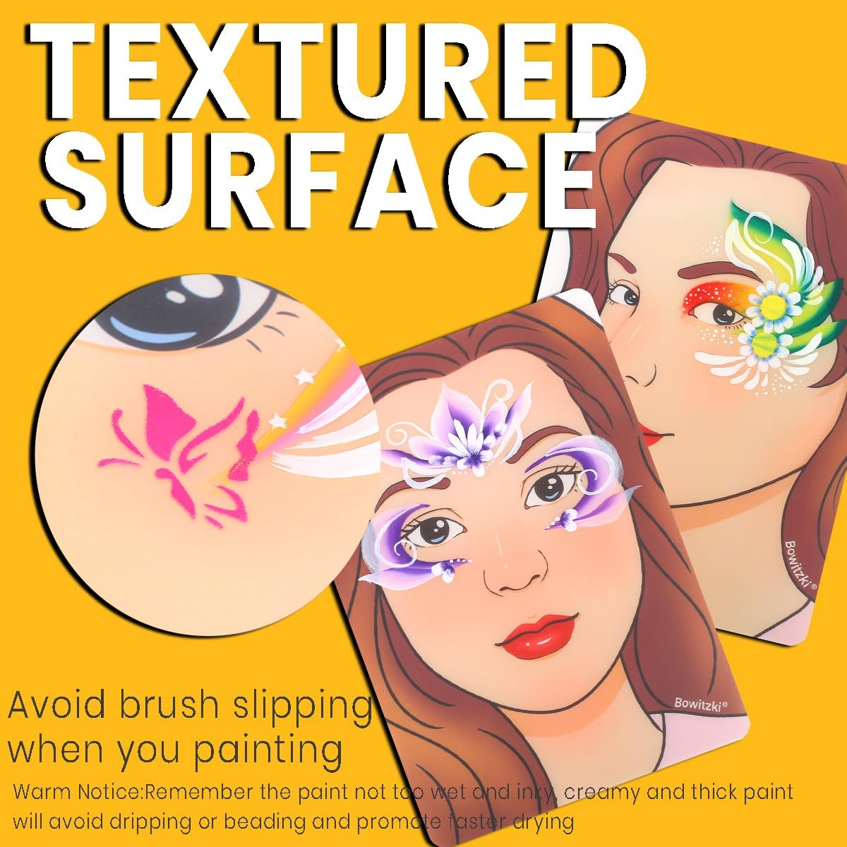 Bowitzki Face Painting Practice Board,2 Pieces Reusable Colorful Face Paint Practice Board,Painting Makeup Exercise Template A4 Size (Woman) image number 6