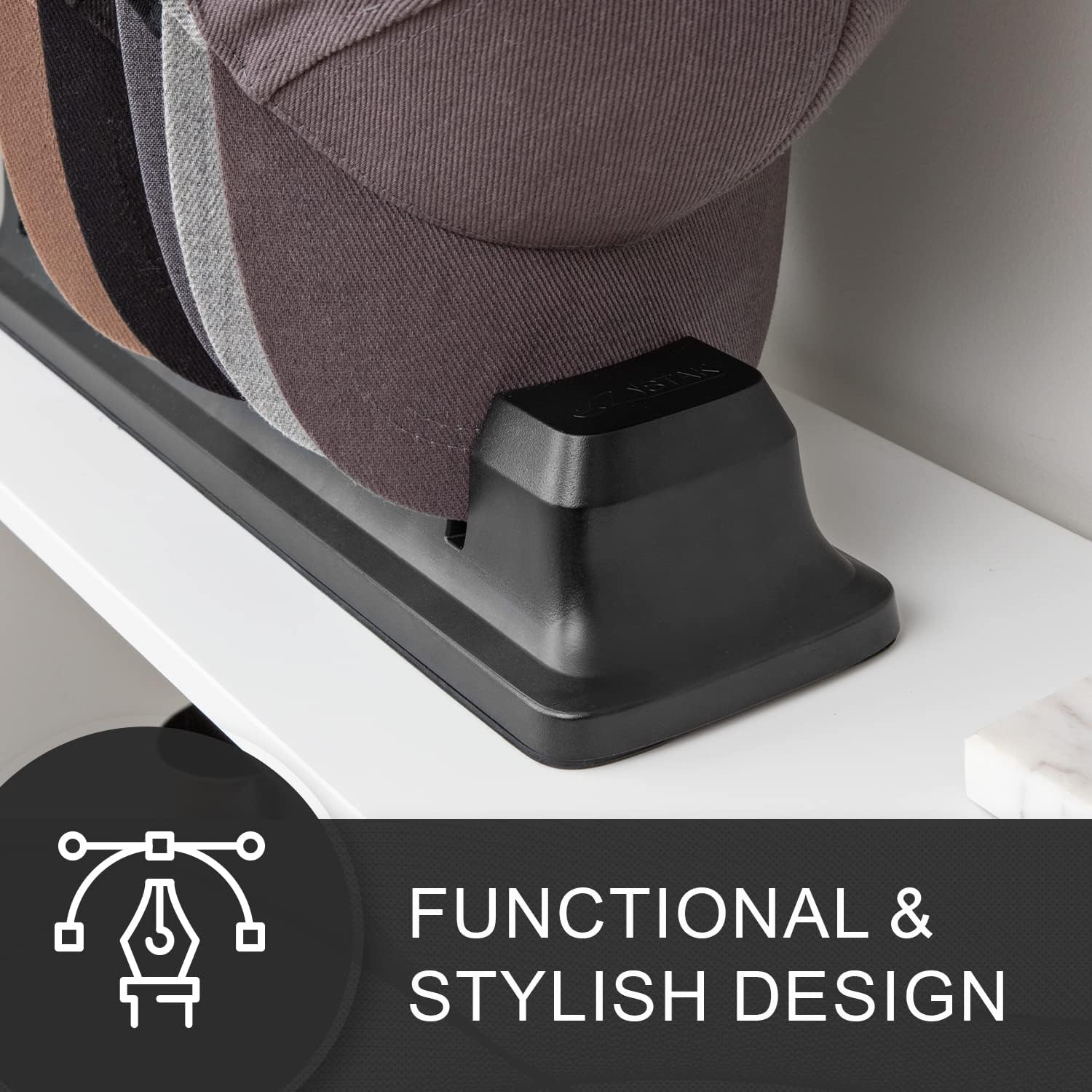 Hat Organizer for Baseball Caps - Hat Holder for 10 Baseball Caps - No Install Required Cap Rack Closet Organizer System Hat Racks for Baseball Caps (Black) - White image number 5