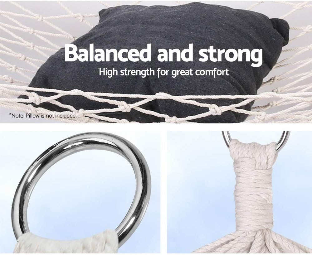 Gardeon Portable Hammock Chair, Lightweight Hanging Swing Bed for Camping, Patio, Backyard, Porch or Indoor Use, 150Kg Capacity, Breathable Mesh, White image number 4