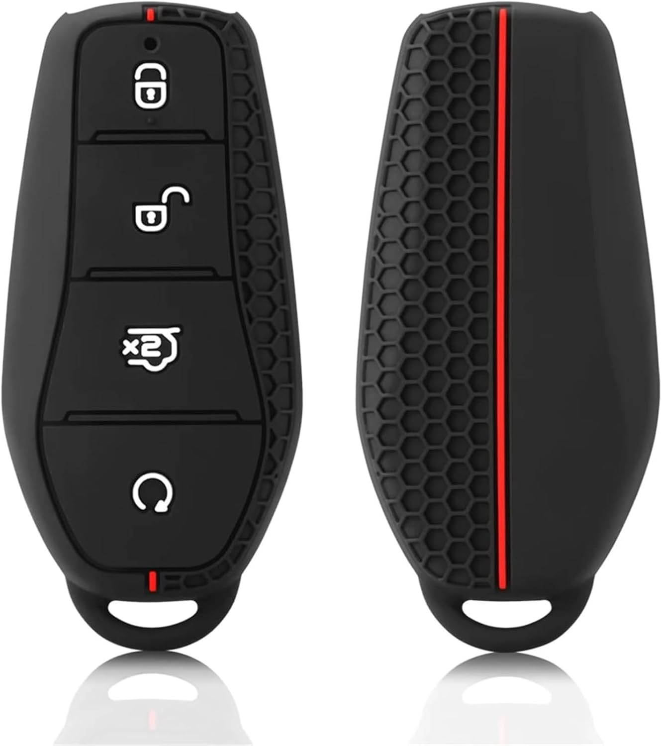 Yeanifeana BYD Key Case, Honeycomb Texture Silicone Remote Control Key Cover with Metal Leather Lanyard for BYD ATTO 3/Dolphin/Seal/Sealion 6/Shark 6/Sealion 7 image number 3