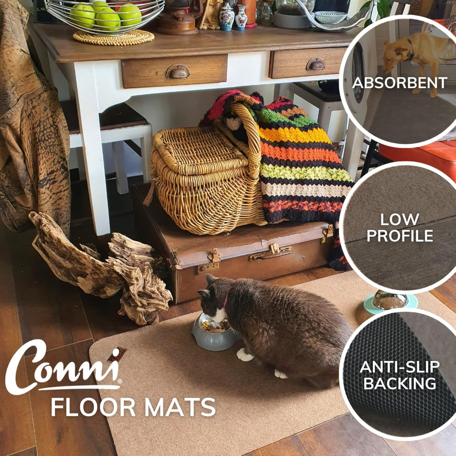 Conni Anti-Slip Floor Mat - Mid Runner, Waterproof and Absorbent, Low Profile, Contains Spill and Leaks, Grey, 50 X 115 Cm image number 7