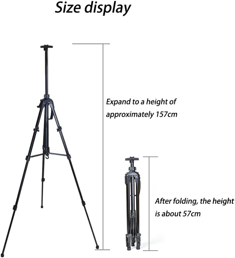 Art Painting Easel Stand for Displaying, with Hand Crank Adjustable To157Cm Drawing Board Holder, Compass, Level and Storage Bag, Bottom with Hook, for Indoor Outdoor Perfect for Adults & Kids,Black image number 3