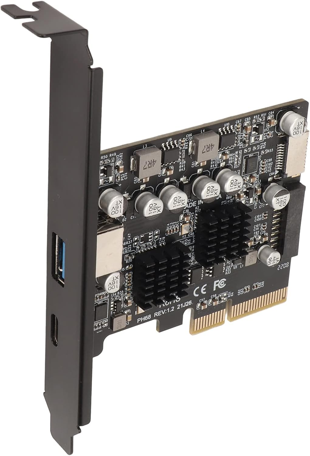 Pcie to USB 3.2 Gen 2 Adapter, Dual Port (1X Type a + 1X Type C), 10Gbps High-Speed Internal 19 Pin Connector, Front Type E for Desktop Computer image number 6