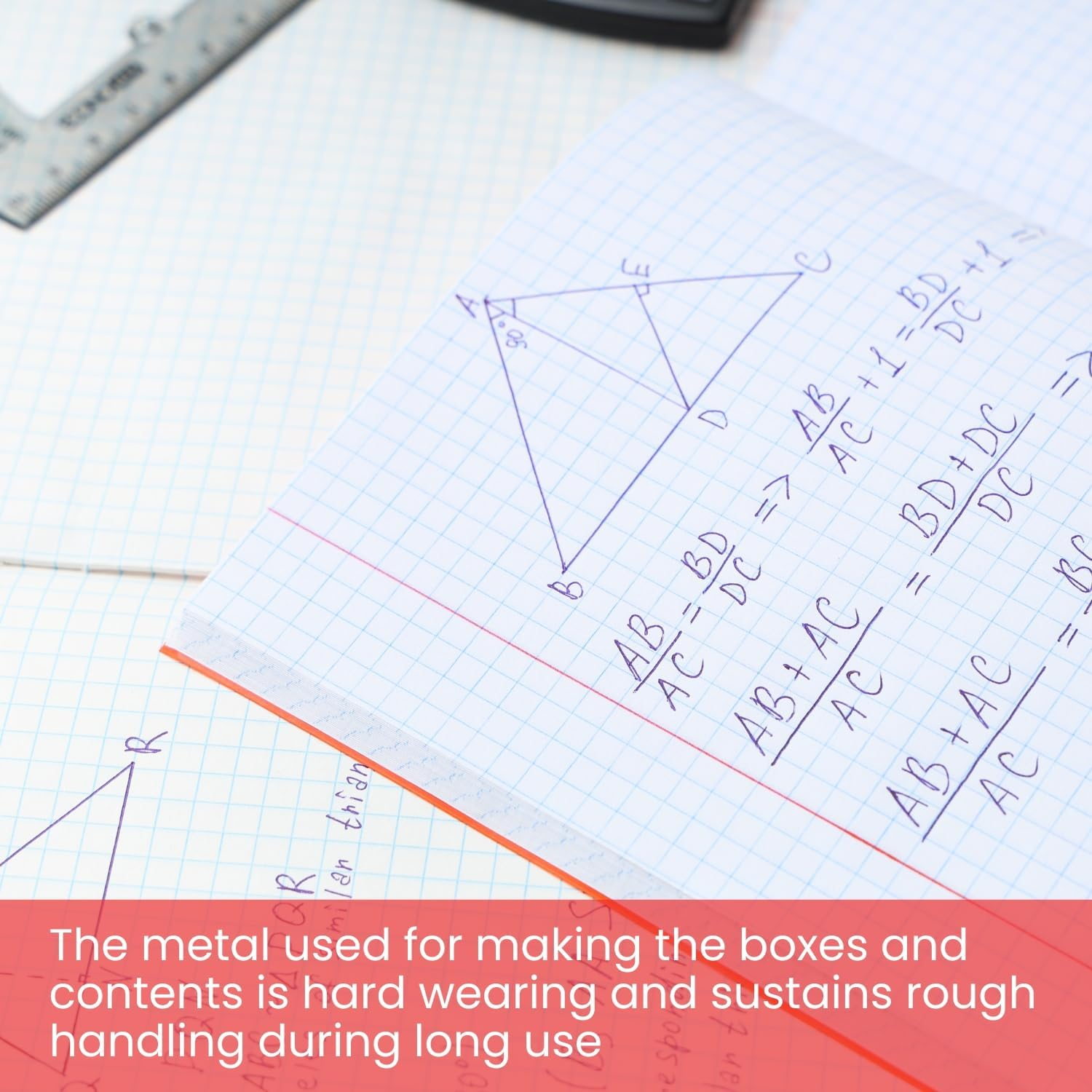 Premier Stationery Math Geometry Set | 9 Piece Kit | Includes Ruler, Compass & Protractor | Durable Metal Storage Case | Ideal for Students, Teachers & Office Use. image number 2