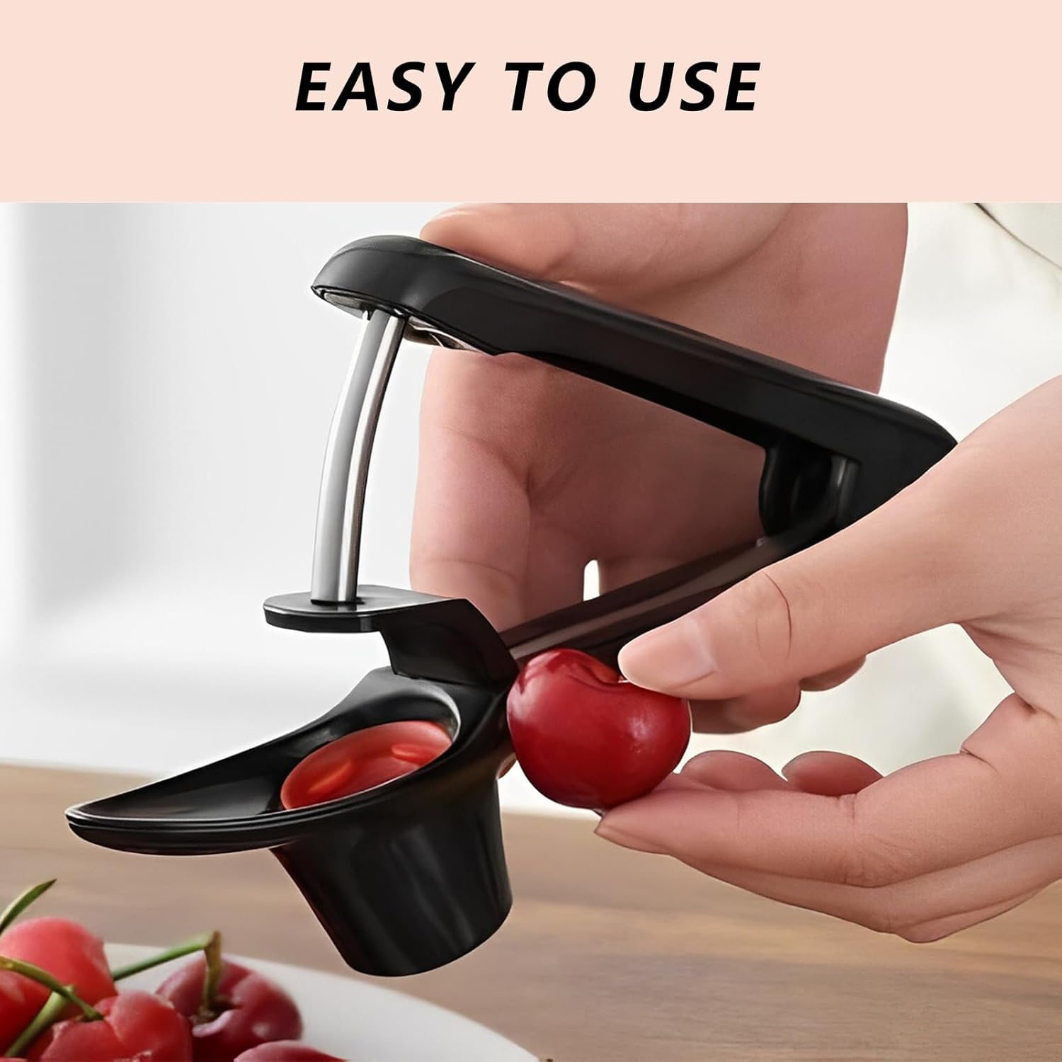 Cherry Pitter - Heavy-Duty Olive and Cherry Pitters Corer Tool with Space-Saving Lock Design, Multi-Function Cherries Stoner Seed Remover Tool for Making Cherry Jam (Black) image number 6