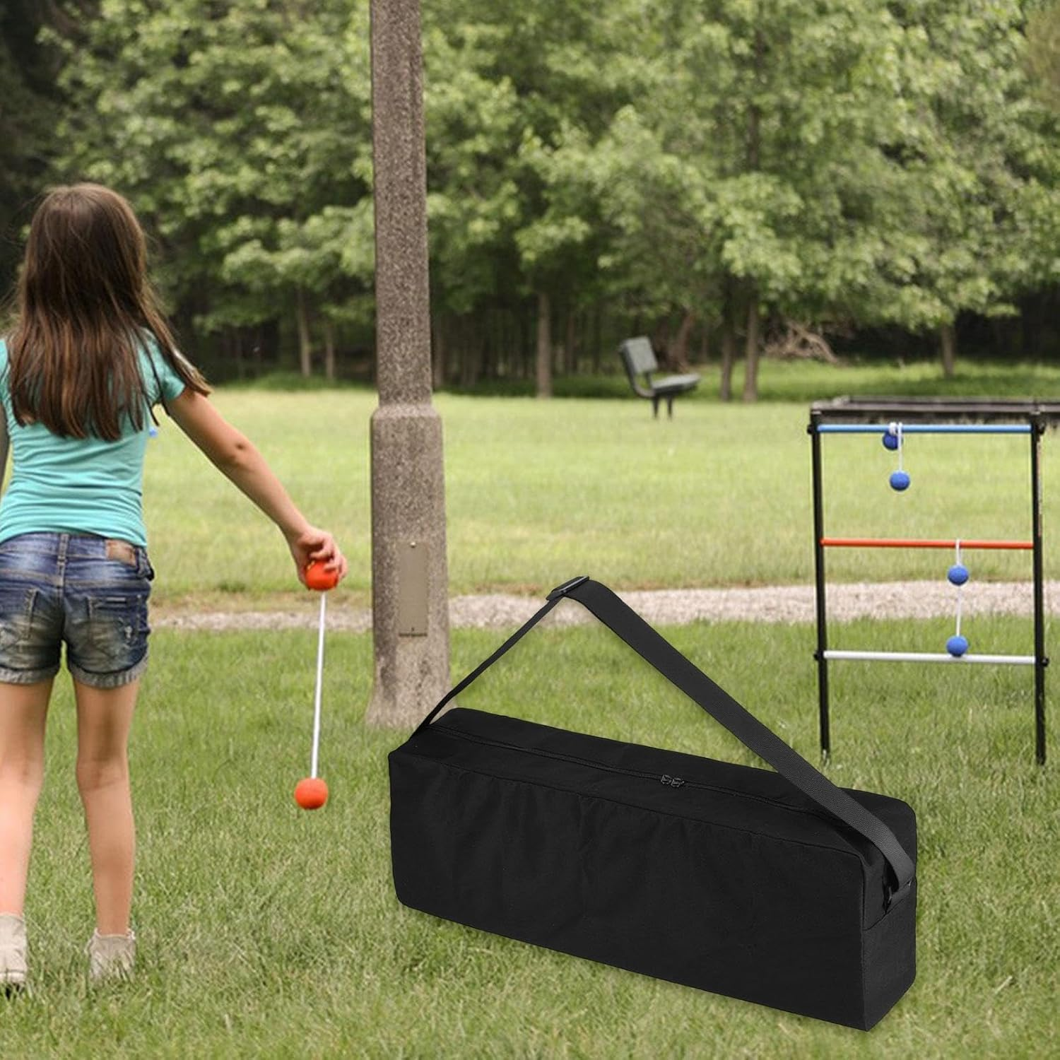 Perfk Storage Bag for Ladder Toss Game Set Carrying Case Multipurpose Travel Moving Tote Duffle Bag for Trip Luggage Camping Hiking image number 4