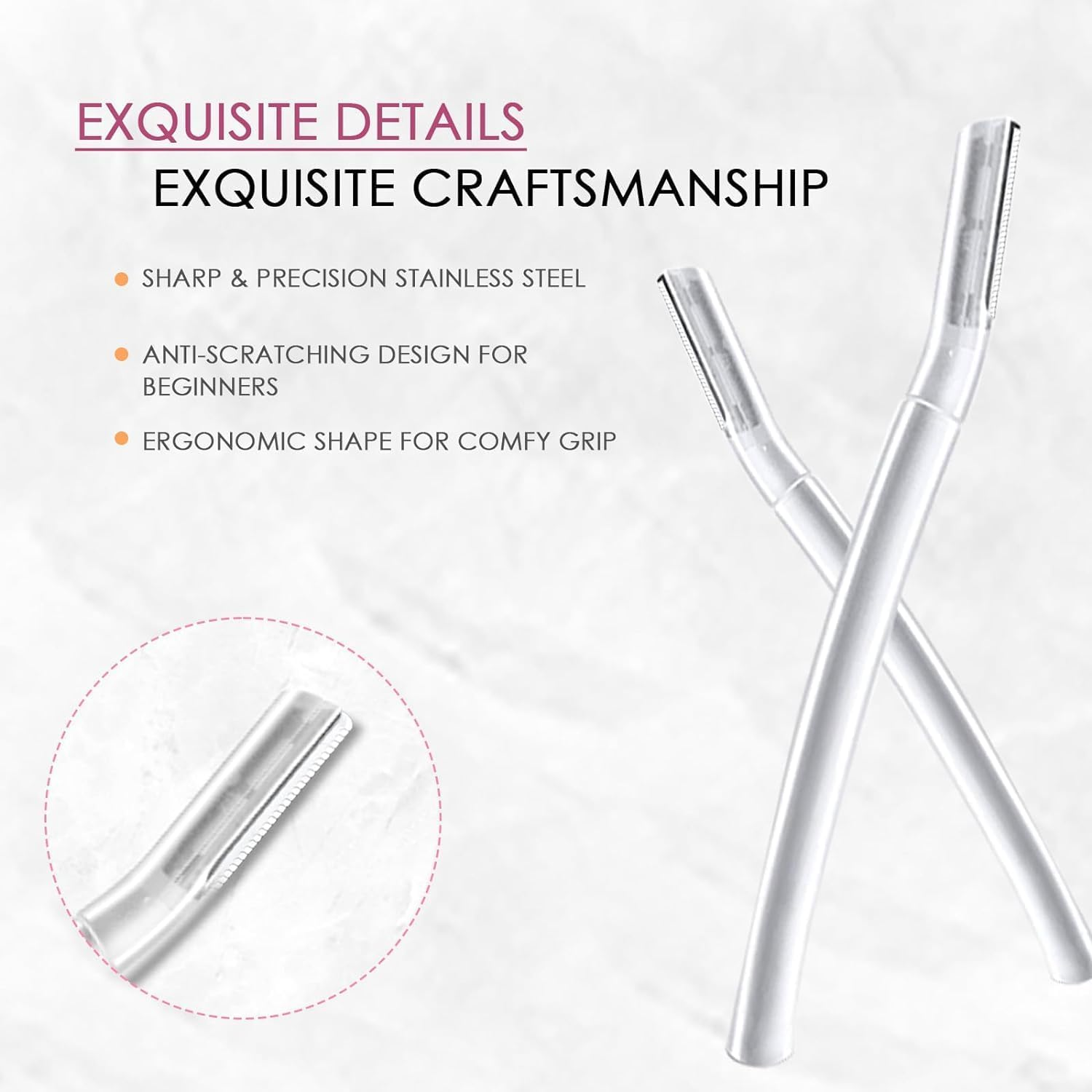 WADY Razor for Women Face, Eyebrow Razor, Eyebrow Razor Kit, Professional Dermaplaning Tool for Peach Fuzz, Facial and Eyebrow Hair Removal, Gentle Skin Exfoliation Blade (6Pcs) image number 5