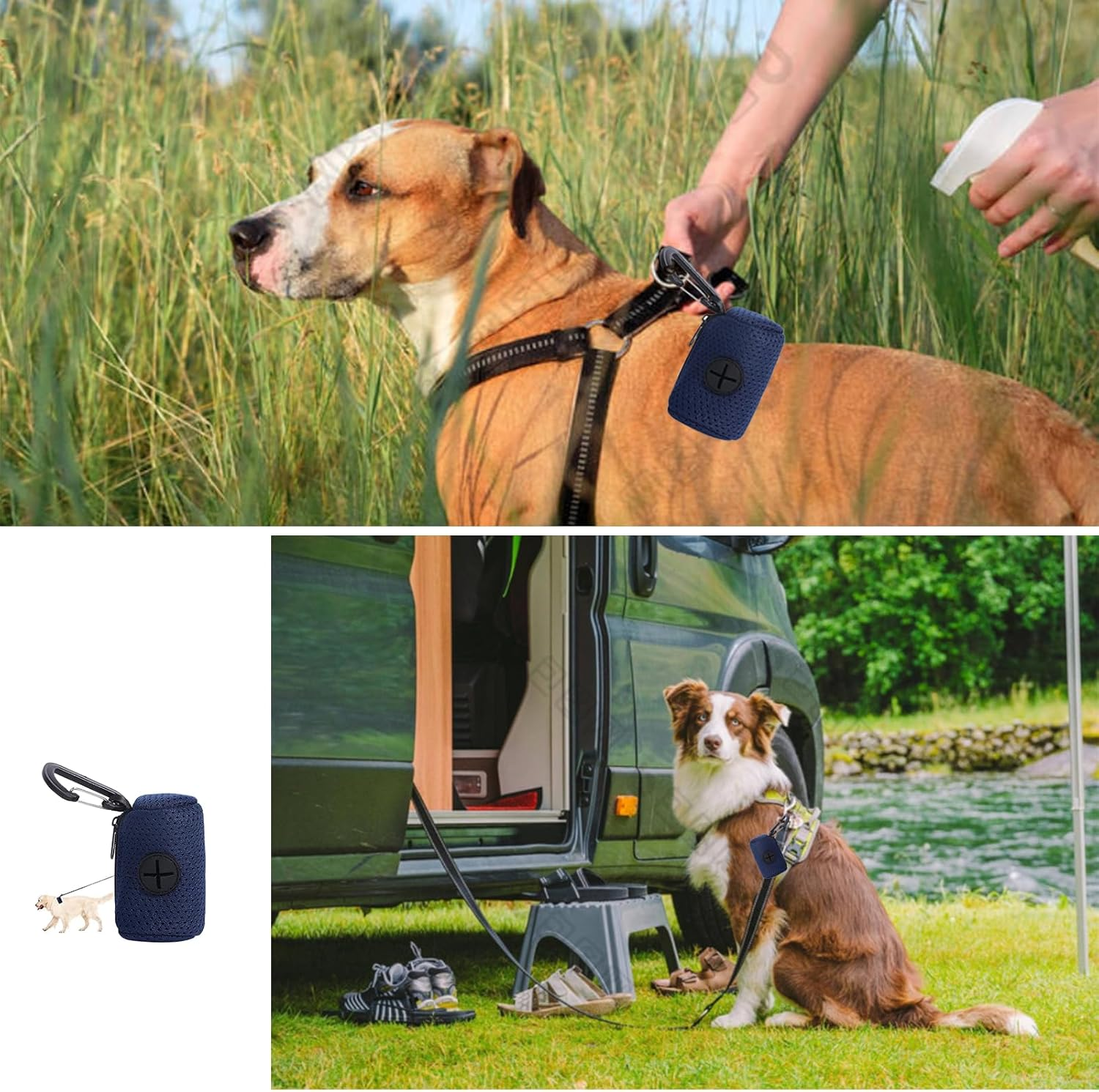 ONBPIY Dog Poop Bag Holder 1 Pack with Leash Clip & Zipper Pouch, Portable Waste Bag Dispenser for Walking Hiking Travel, Odor-Proof Design image number 2