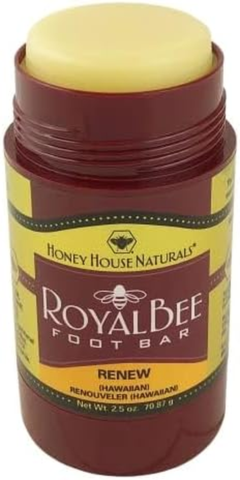 Honey House Naturals Royal Bee Foot Bar &ndash; 2.5 Ounce Twist up Tube &ndash; All Natural Ultra Moisturizing, Odor Eliminating, Essential Oil Infused &ndash; Made in USA (Renew) image number 3