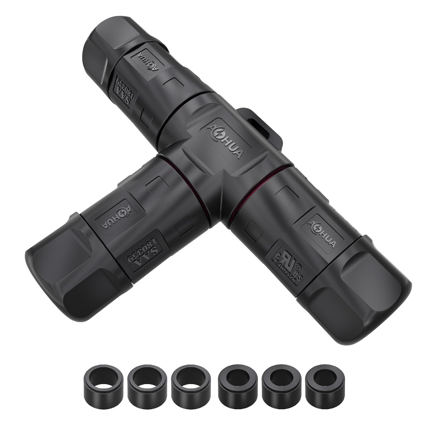 AOHUA 3 Way Junction Box, M23 3-Pin Connector, 500V/35A, IP68 T Shape Waterproof Electrical Wire Connector for &Oslash;10-15Mm Cable, Ul/Saa/Ce/Rohs Certified (1-Pack)(Ah-M23-3503T01122) image number 1