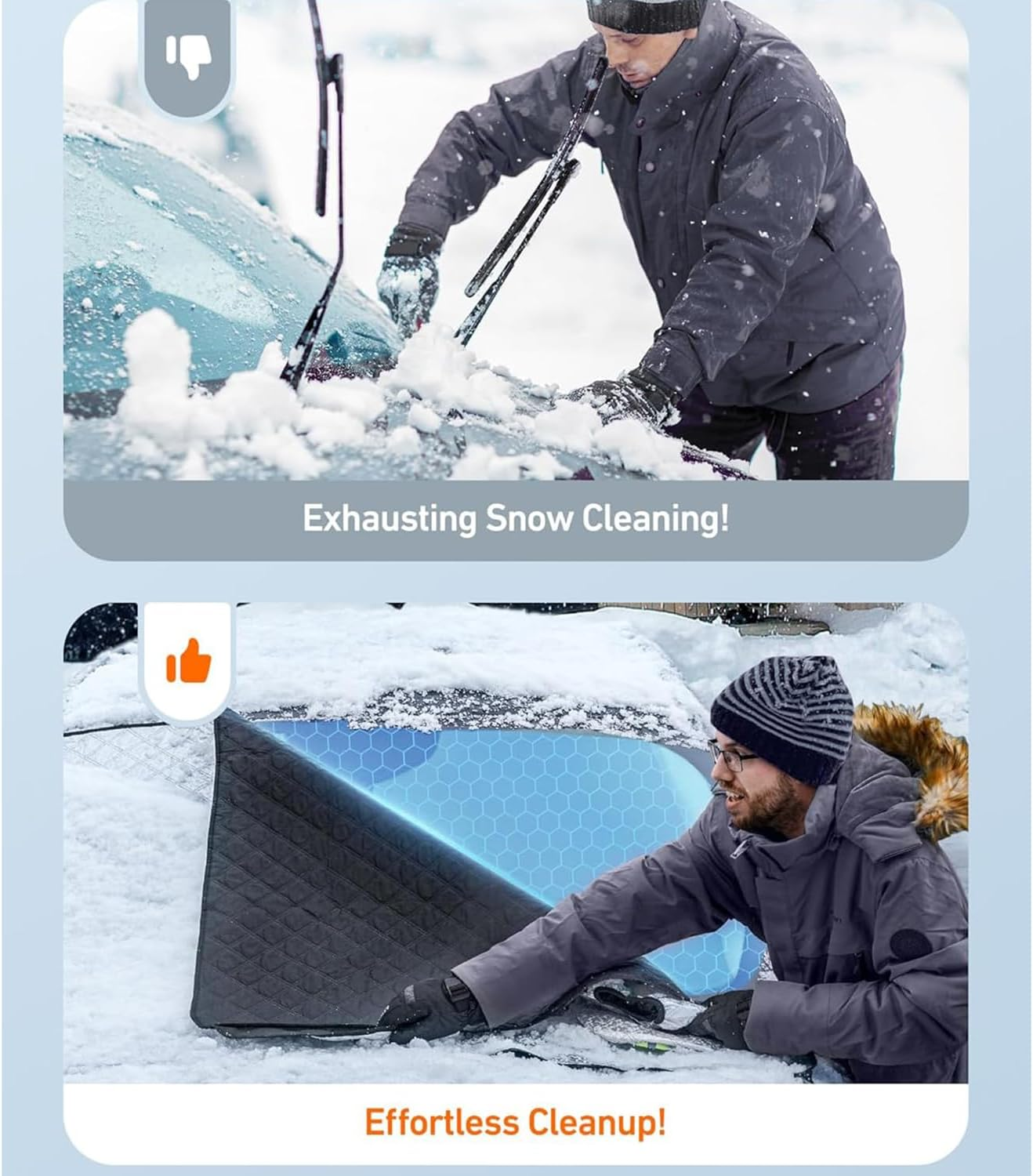 Car Windshield Snow Cover, Winter Frost Protection for Any Weather, Block Fallen Leaves Frost Protector, Front Window Automotive Covers for Car SUV Trucks image number 2