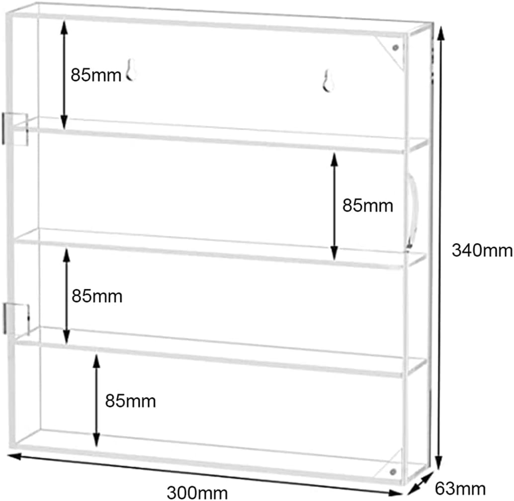 Acrylic Display Case Clear Showcase Cabinet with Door Wall Mounted Collection Shelf Dustproof Box Organizer for Mini Toys , Collections, Stone, Amiibo.Suit for Figures within 3 Inch Height image number 4