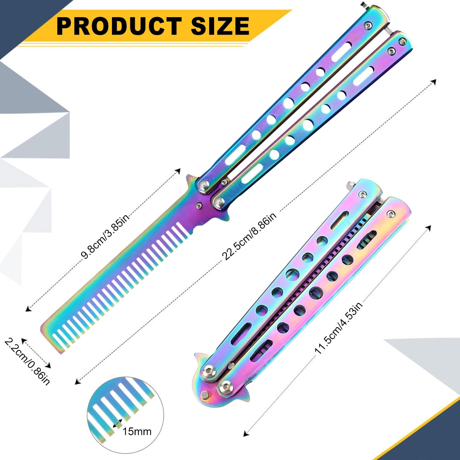 KOMUNJ 1 Piece Butterfly Comb Stainless Steel Foldable Butterfly Comb Pocket Comb Spring Hair Comb for Hair Barber Comb Hair Styling Accessories image number 4