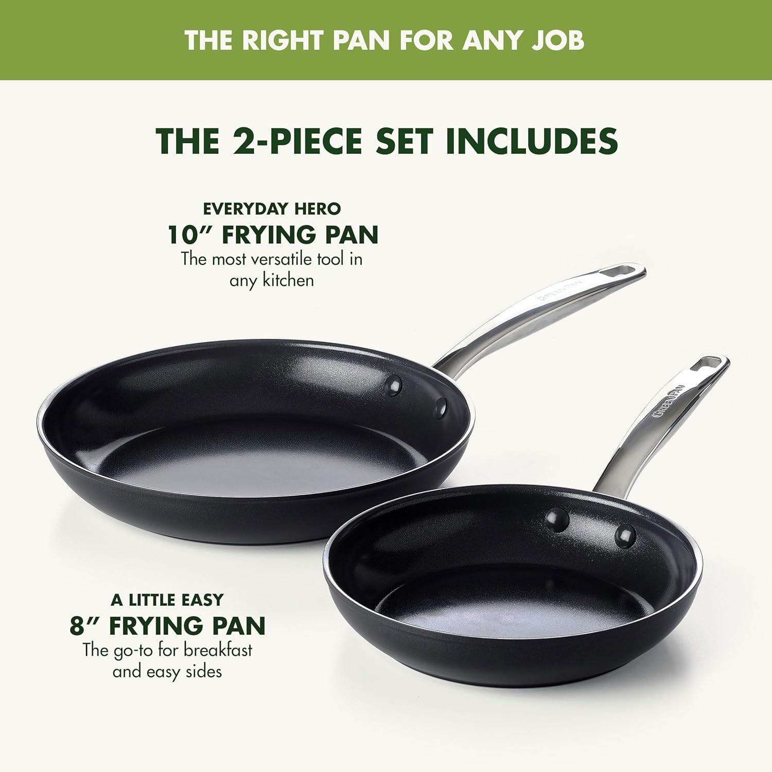 Greenpan Prime Midnight Hard Anodized Healthy Ceramic Nonstick 20 Cm and 28 Cm Frying Pan Skillet Set, Pfas-Free, Dishwasher Safe, Oven Safe, Black image number 5