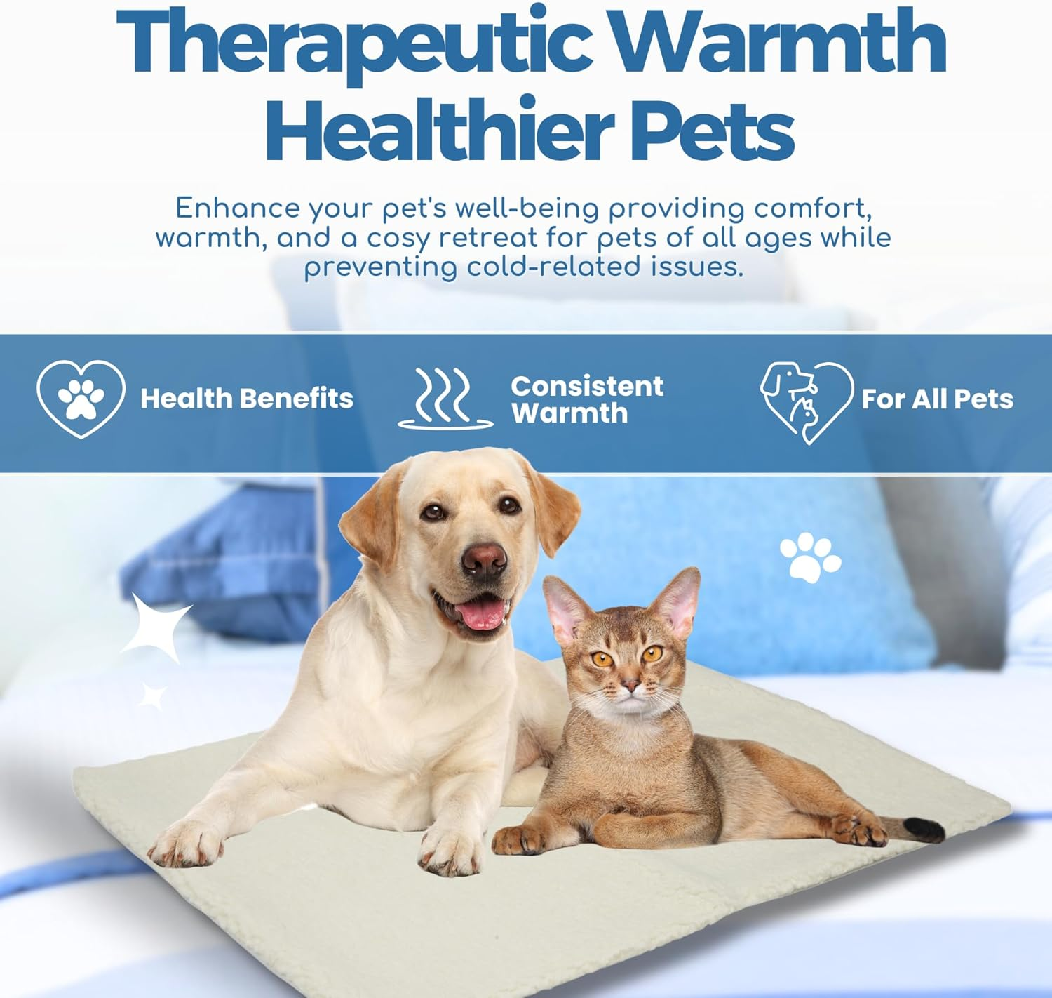 Fur & Bone Heated Cat Bed, Self Heating Cat Mat | Cat Heat Pad, Pet Mat, Heat Pad, Cat Mat with Removable Cover, Self-Warming Thermal Pad | Heated Blanket, Cat Blankets for Indoor Cats, Pet Blanket image number 2