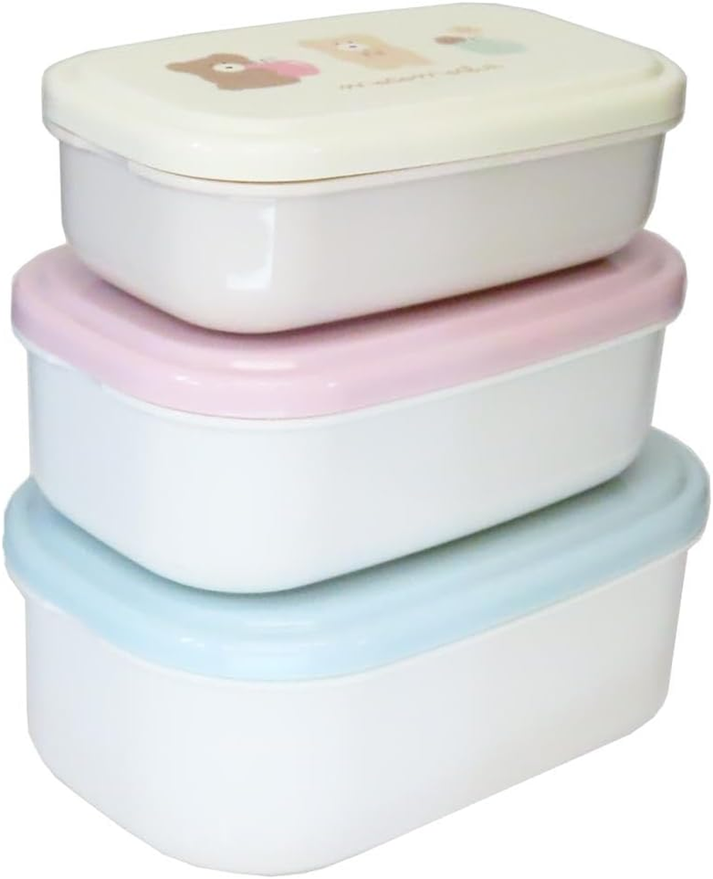 Hokkori Mokomocha Antibacterial 3P Nesting Lunch Box, Rectangle image number 1