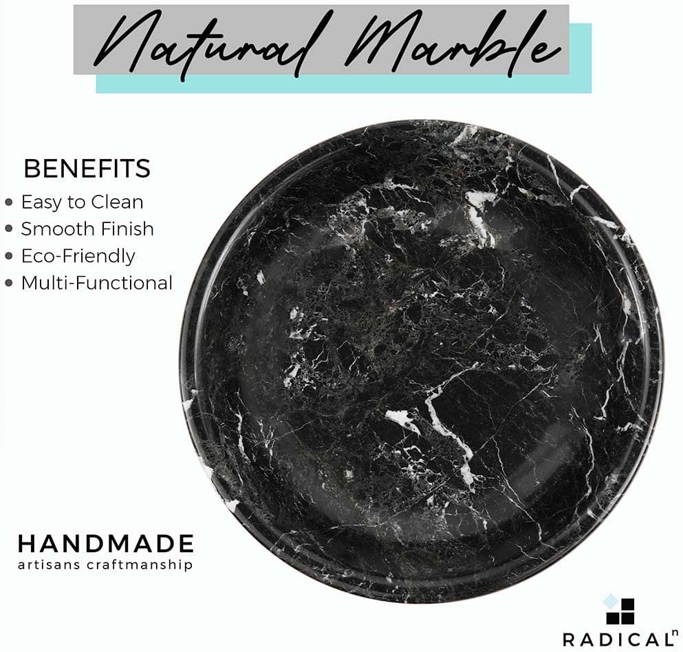 Radicaln Marble Fruit Bowl Black 10" Inches Handmade Fruit Bowl for Kitchen D&eacute;cor Fruits Holder for Dining Table Ideal Fruit Dishes image number 3