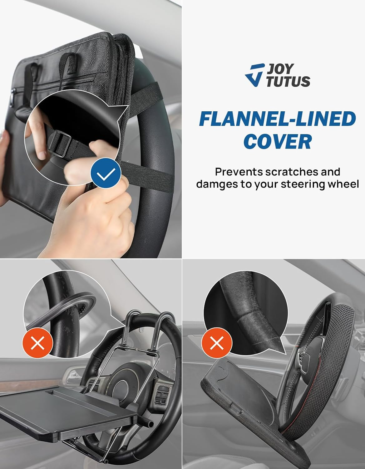 JOYTUTUS 3 in 1 Steering Wheel Eating Tray, Car Back Seat Laptop Desk, Multifunctional Office Bag, Car Work Table for Writing, Car Organizer for Kids, Commuters, Family - Blue image number 7