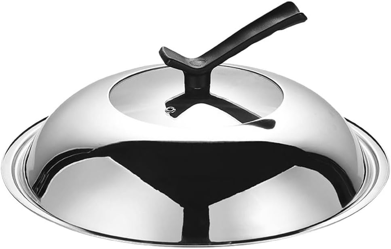 Healvian Stainless Steel Wok Cover 30CM Pot Lid Thickened Pan Cover Visual Pot Cover Wok Lid Frying Pan Lid Universal Lids for Pots, Pans and Skillets image number 4