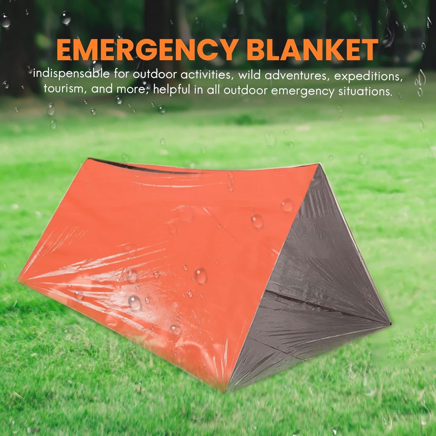 Emergency Blanket, Camping Blanket with Survival Whistle Waterproof Lightweight Thermal Bivy Sack Survival Blanket Bags, Nylon Sleeping Bag for Camping, Hiking, Outdoor, Activities -2Pack image number 4
