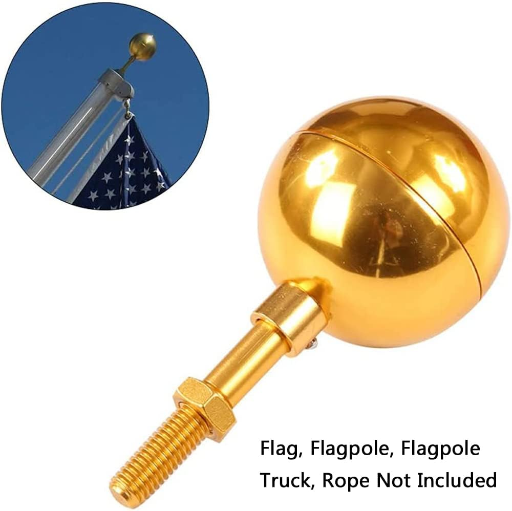 Flag Pole Ball Ornament with Aluminum Anodized Finish Weather Resistant Replacement for Standard Flag Poles (Light Gold, 3") - Silver image number 2