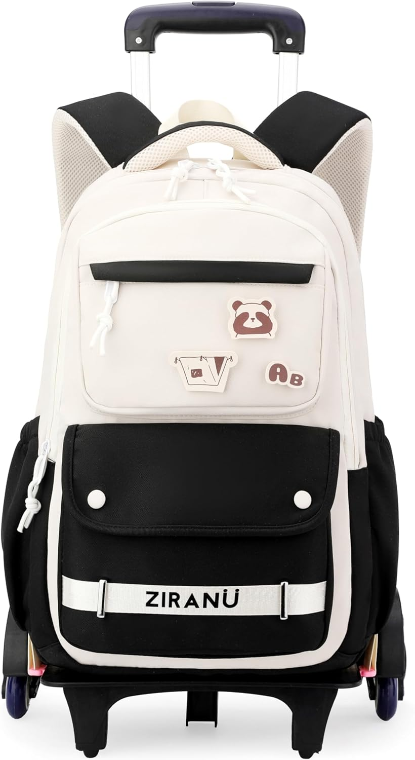 EKUIZAI Trolley Backpack for Girls Middle Kids School Bags with Wheels Rolling School Bags for Teen Girls