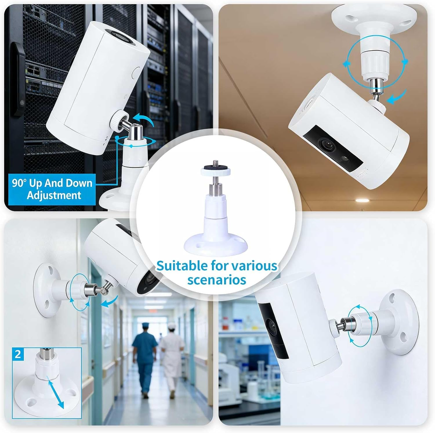 2 Pcs Adhesive Ring Camera Stand, 360-Degree Adjustable Wall-Mounted Installation, Screw-Free and Drill-Free Adhesive Installation, for Ring Indoor Cameras and Rings Outdoor Camera (White) image number 5