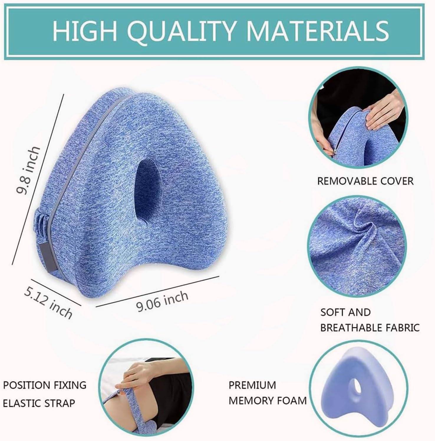 Leg Alignment Pillow,Leg Pillows for Side Sleepers for Relieving Leg, Hip Pain & Sciatica,Improve Leg Shape and Enjoy Quality Sleep,Blue image number 5