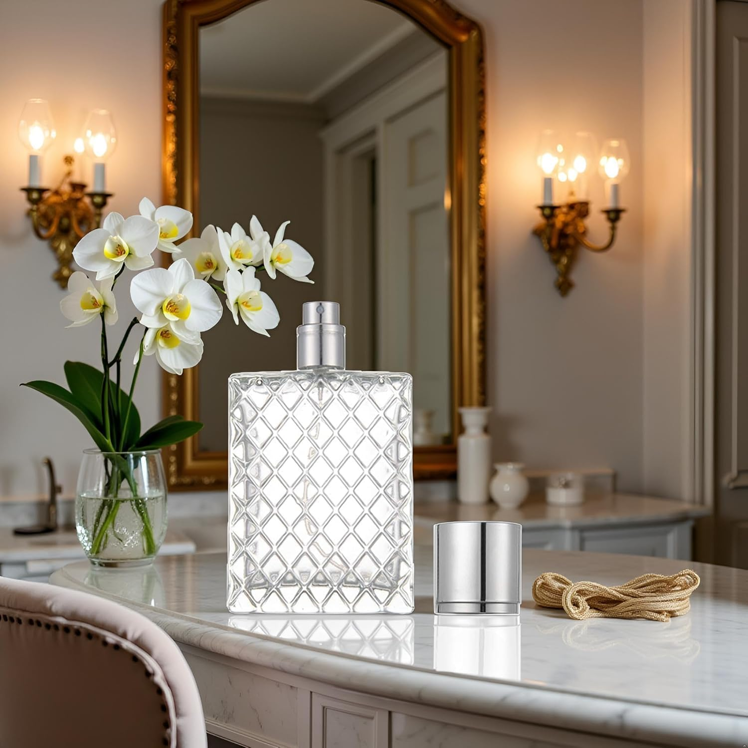 Hehglng 100Ml 3.4Oz Clear Glass Spray Bottles Empty Square Perfume Fine Mist Atomizer Refillable Essential Oil Container for Travel Portable Refillable Containers image number 1