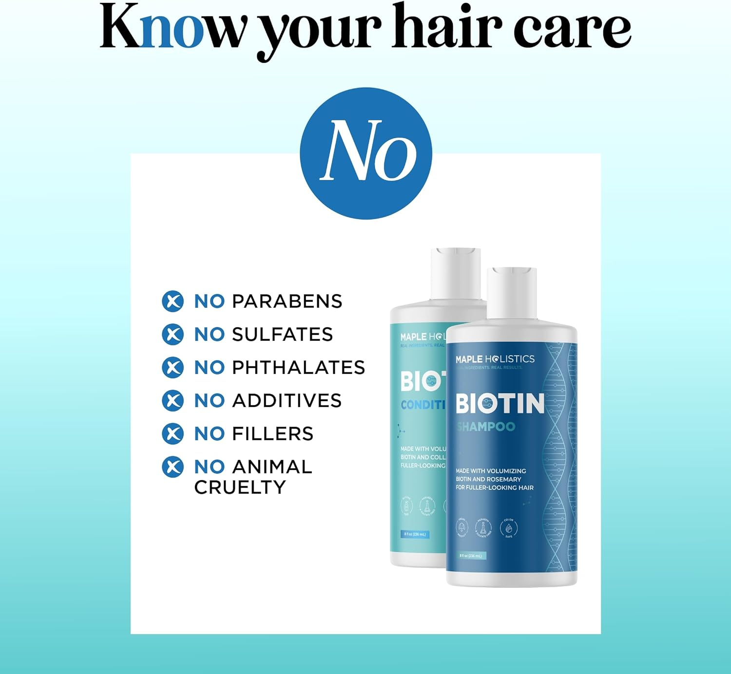 Volumizing Biotin Shampoo and Conditioner Set - Sulfate Free Shampoo and Conditioner for Dry Damaged Hair Care - Thinning Hair Shampoo and Conditioner with Nourishing Biotin and Rosemary Oil (25Oz) image number 5