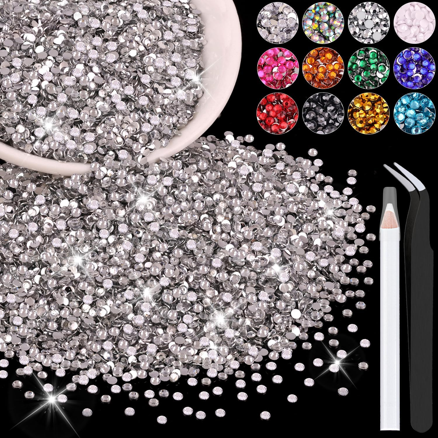 4000PCS 4Mm Resin Rhinestones in Bulk (Red), Bedazzling Flatback Crystals for Crafts DIY Nail Decoration, Gems Charms for Tumbler Shoes Clothing Fabric with Pickup Pen and Tweezers