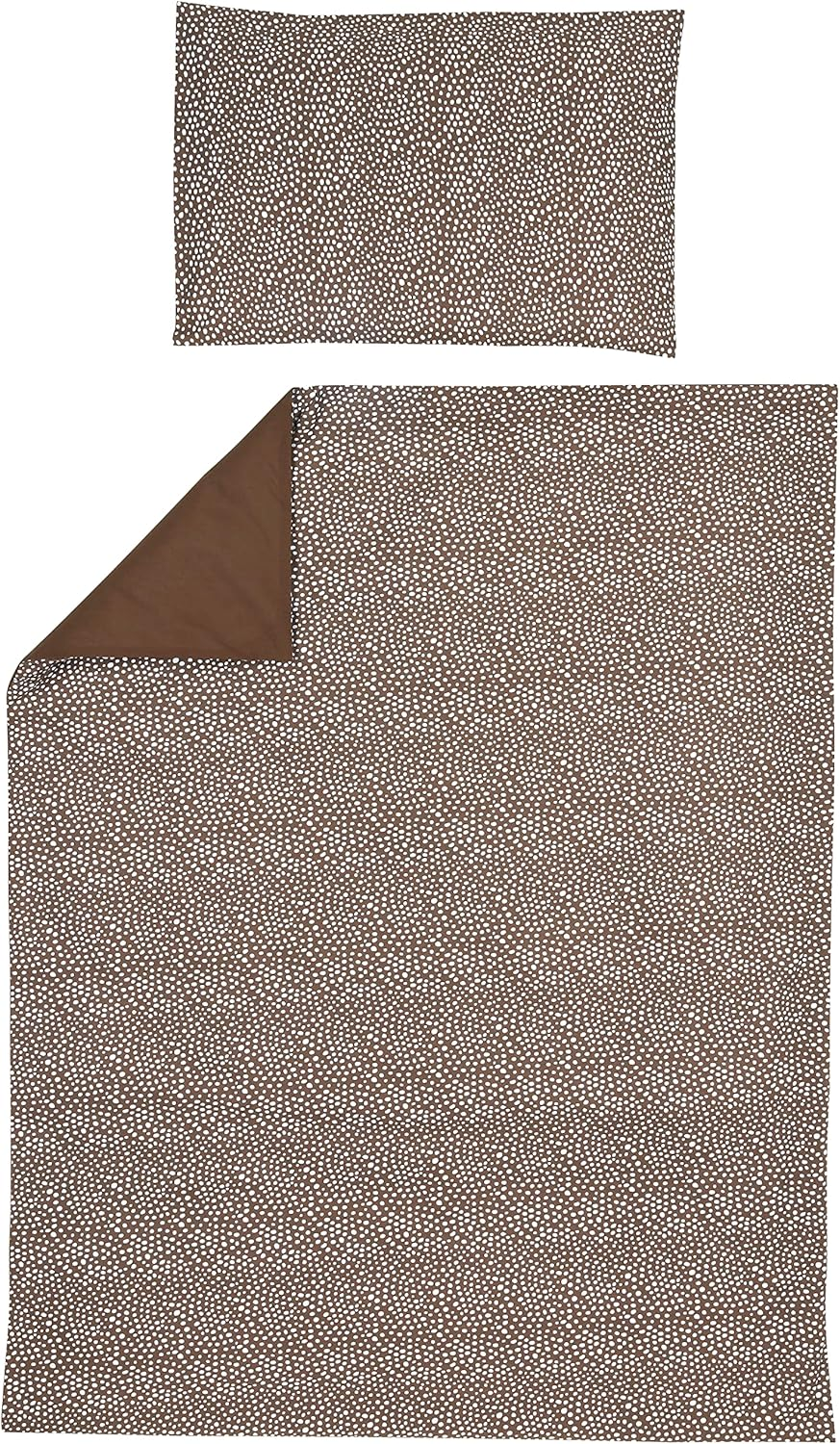 Meyco Baby Bedding Ikat Junior Bed (Breathable Material, 100% Cotton Duvet Cover + Pillowcase, Machine Washable and Tumble Dry, 120 X 150 Cm), Sand/Toffee