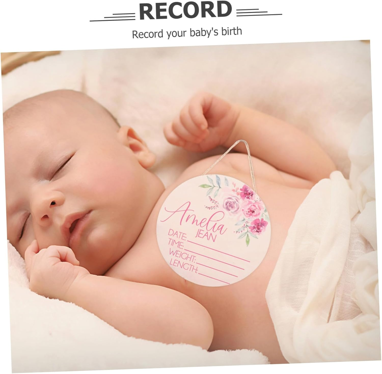 2Pcs Name Sign Plaque Wooden Birth Announcement for Nursery Newborn Decor Boy Girl image number 2