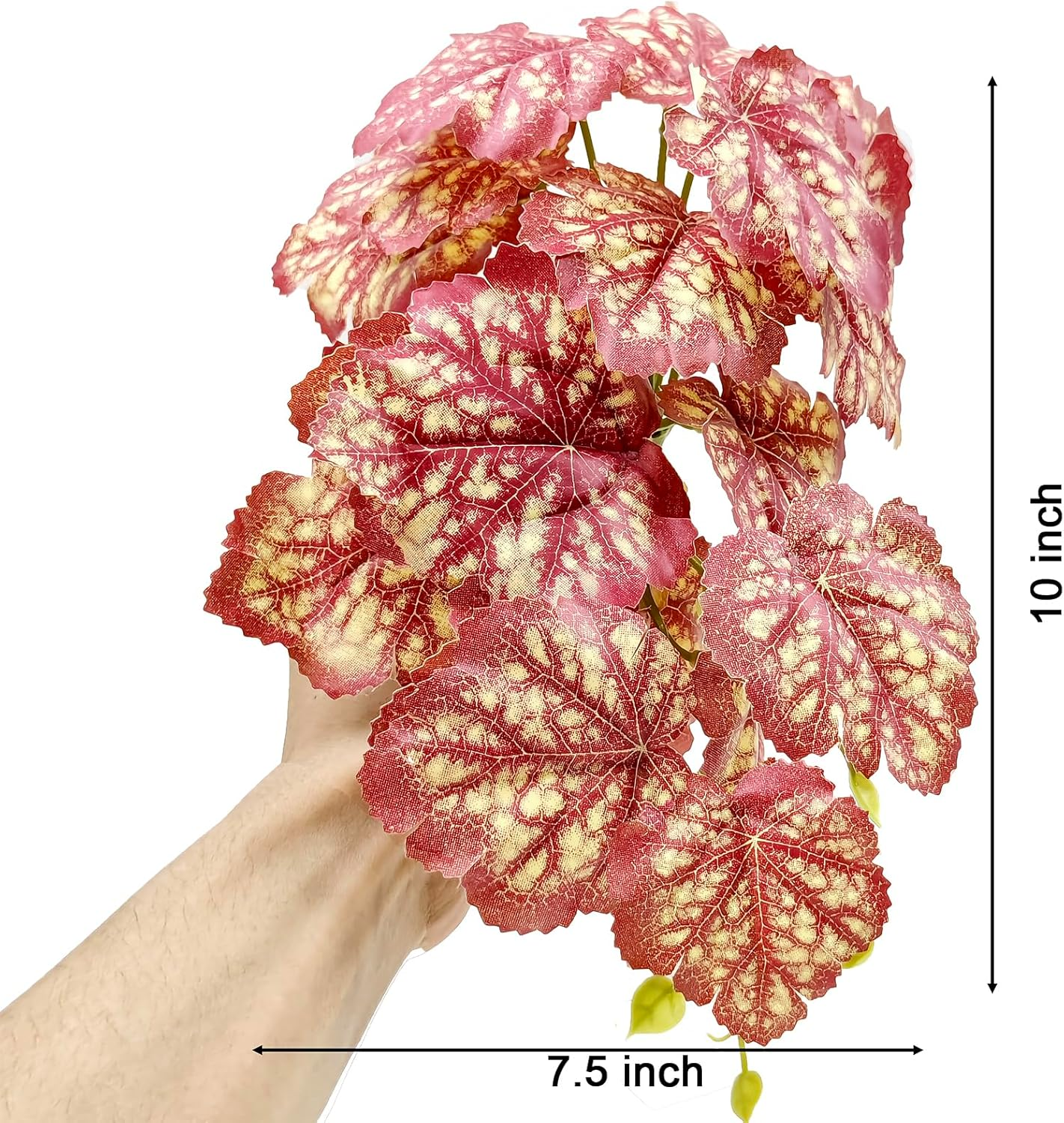 Woyrise Reptile Plants, Terrarium Hanging Plants Vines for Reptile Tank, Amphibian Habitat Leaves Decor with Suction Cup for Bearded Dragon Lizard Snake Gecko Frog Hermit Crab - 2Pcs Pink Heuchera - Calathea Orbifolia image number 6
